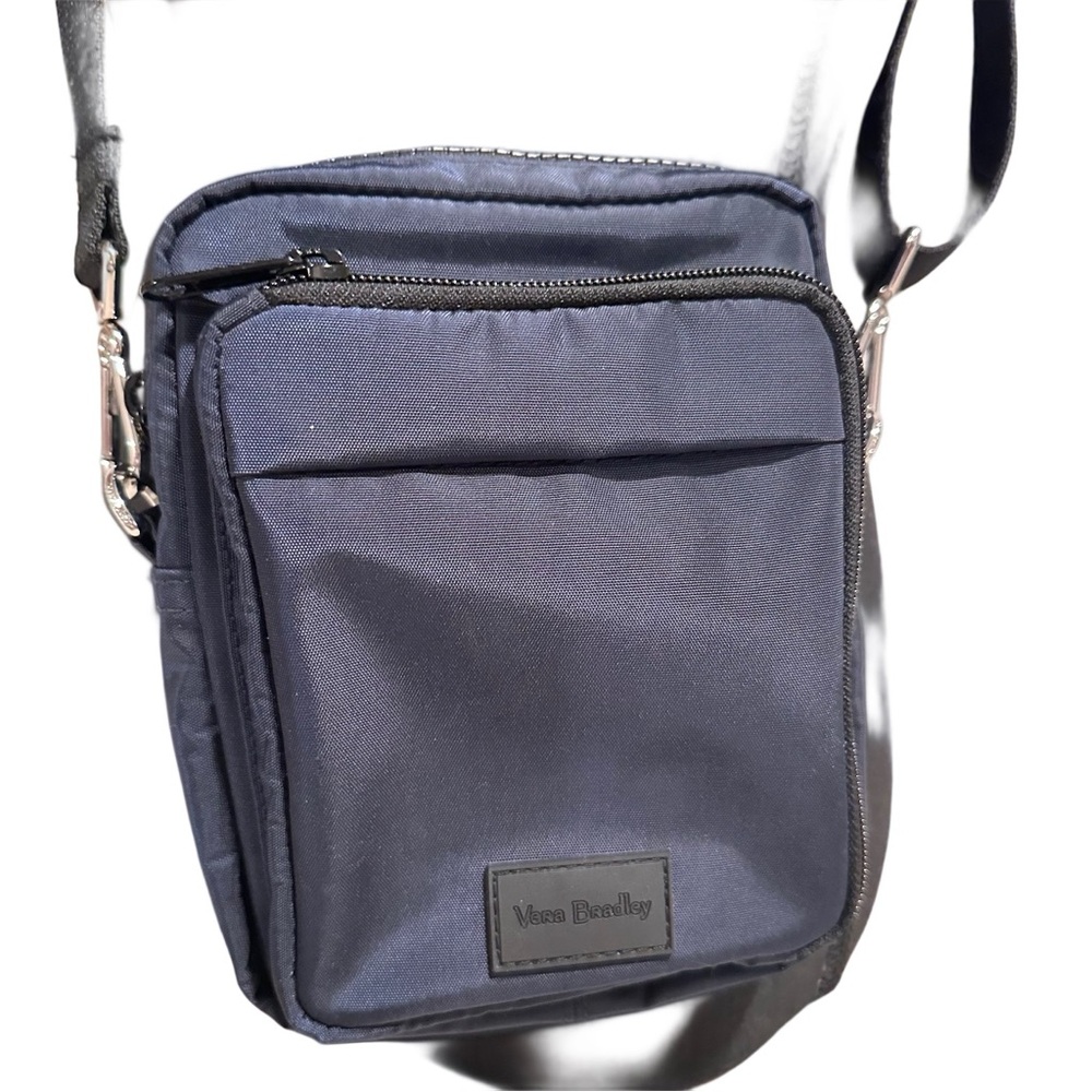 Vera Bradley Unisex Lighten Up Navy Zip Crossbody Compact Bag Adjustable Strap - Picture 2 of 14